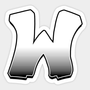 Letter W - White / Grey fade Sticker